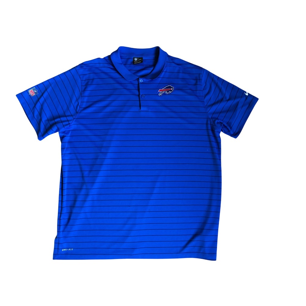 Nike NFL Buffalo Bills Dri-FIT Striped Polo Shirt Mens XXL Blue Short Sleeve